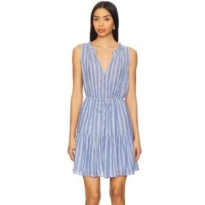 NWT Rails Albany Dress Lake View stripe Linen Blend tiered skirt Size Medium